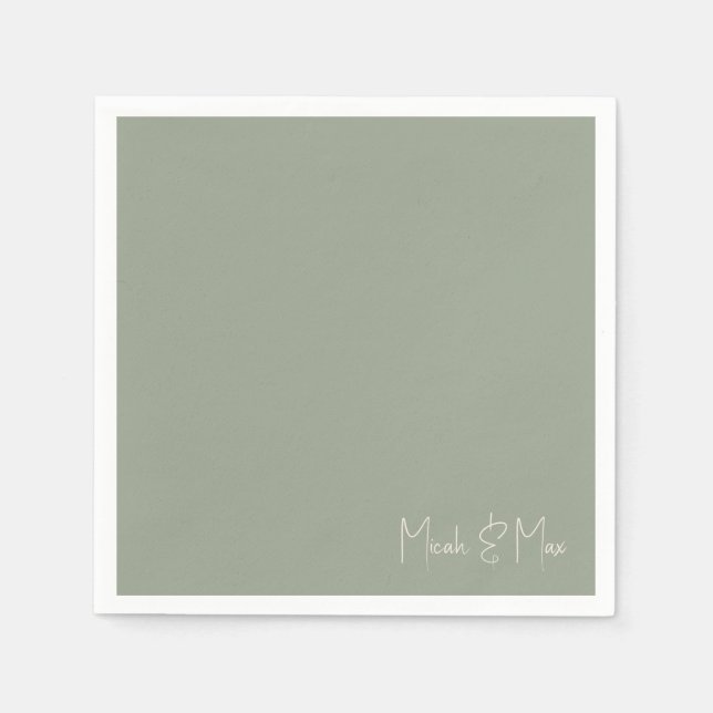 Guardanapo De Papel Simple Sage Script Names Cocktail (Frente)