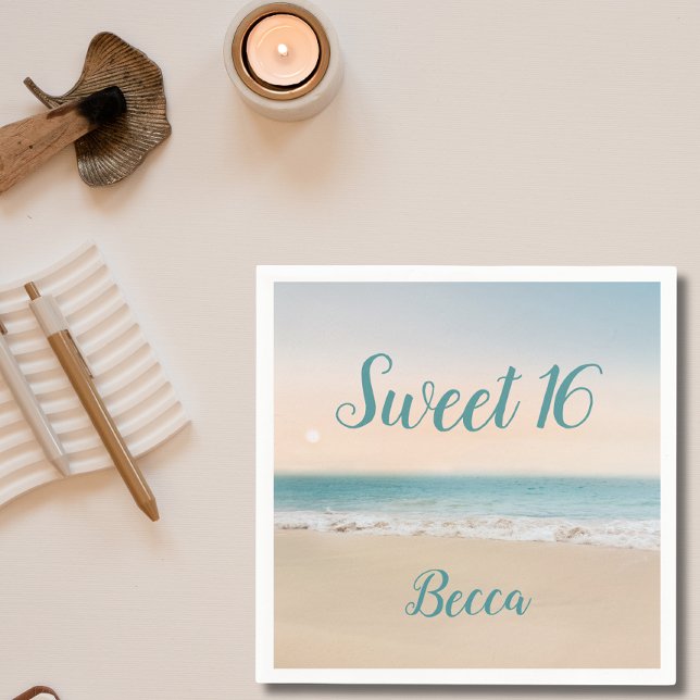 Guardanapo De Papel Simple Sweet 16 Beach Theme Party (Criador carregado)