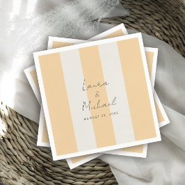 Guardanapo De Papel Simple Yellow and Off-White Cabana Stripes Wedding