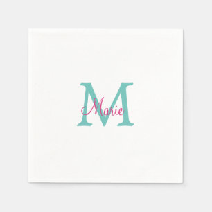 Guardanapo De Papel simples adicionar nome monograma verde rosa azul t