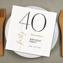 Simples Aniversário de 40 anos em Preto e Branco D