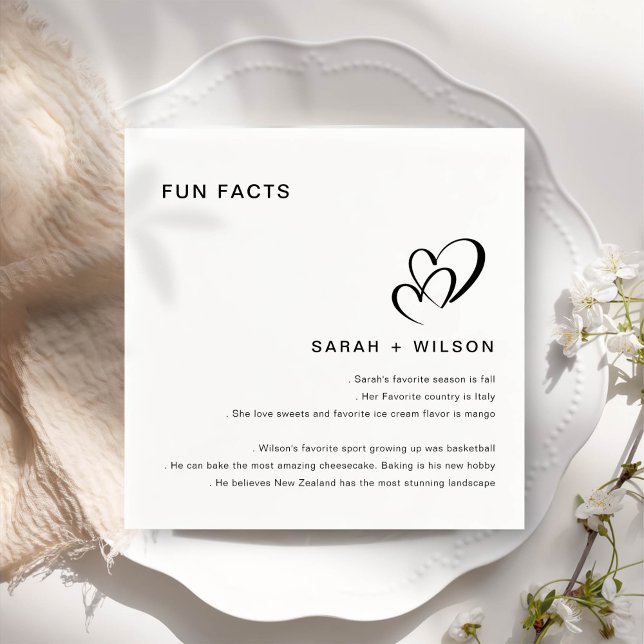 Guardanapo De Papel Simples Blush Heart Wedding Facts (Criador carregado)