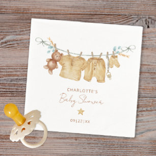 Guardanapo De Papel Simples Boho Clothesline Chá de fraldas Napkins
