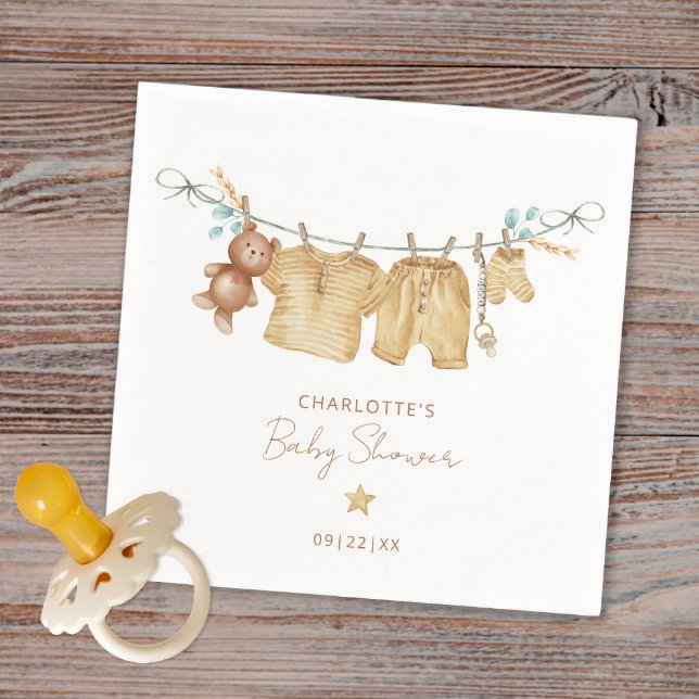 Guardanapo De Papel Simples Boho Clothesline Chá de fraldas Napkins (Boho Watercolor Napkin)