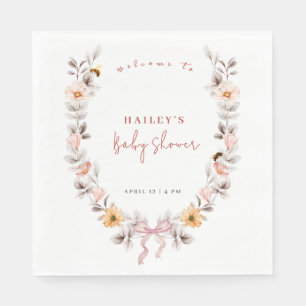 Guardanapo De Papel Simples Boho Wildflower Wreath Chá de fraldas de b