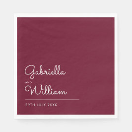 Guardanapo De Papel Simples Borgonha e Script Branco