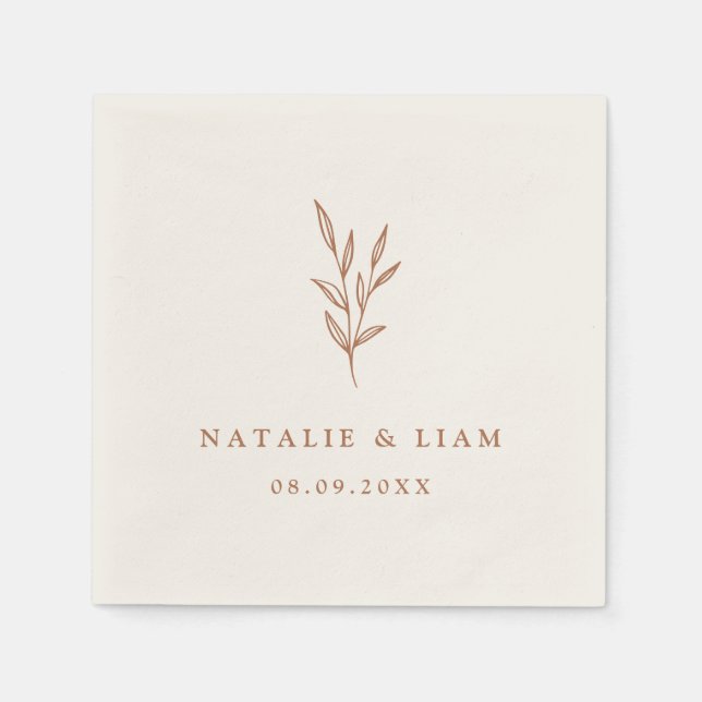 Guardanapo De Papel Simples Botânica Queimada Laranja Casamento Napkin (Frente)