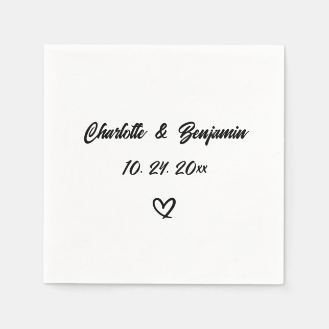 Guardanapo De Papel Simples Caligrafia Casamento Napkins (Frente)