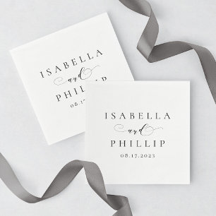 Guardanapo De Papel Simples casamento branco preto personalizado