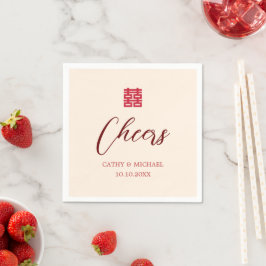 Guardanapo De Papel Simples casamento chinês moderno vermelho bege