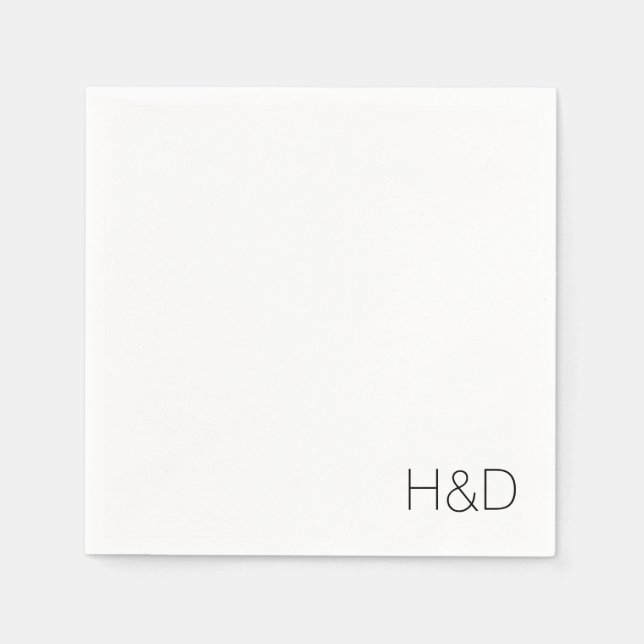 Guardanapo De Papel Simples Casamento de Monograma Elegante Moderno (Frente)