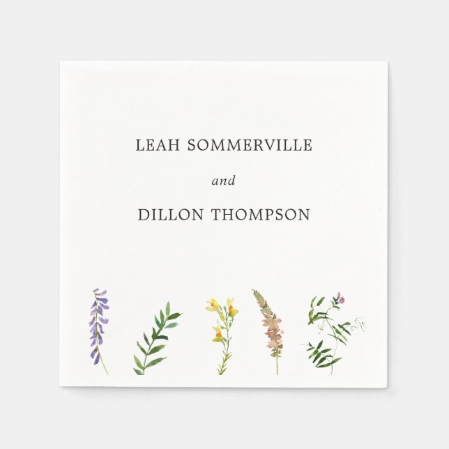 Guardanapo De Papel Simples Casamento Floral Boho Rústico de Flores Si (Frente)