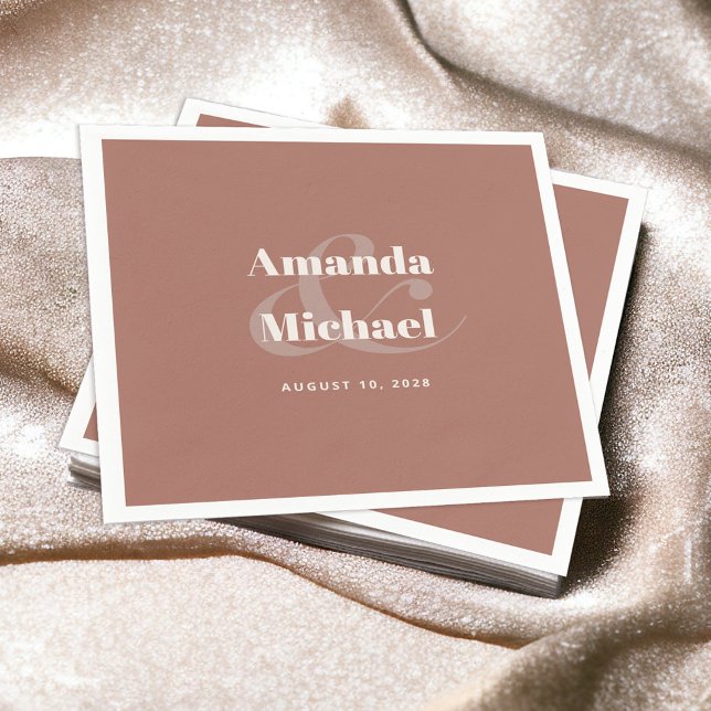 Guardanapo De Papel Simples Casamento Mínimo de Terracotta Moderno (Criador carregado)