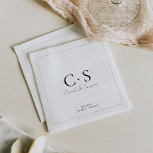 Simples Casamento Monograma Mínimo Napkin
