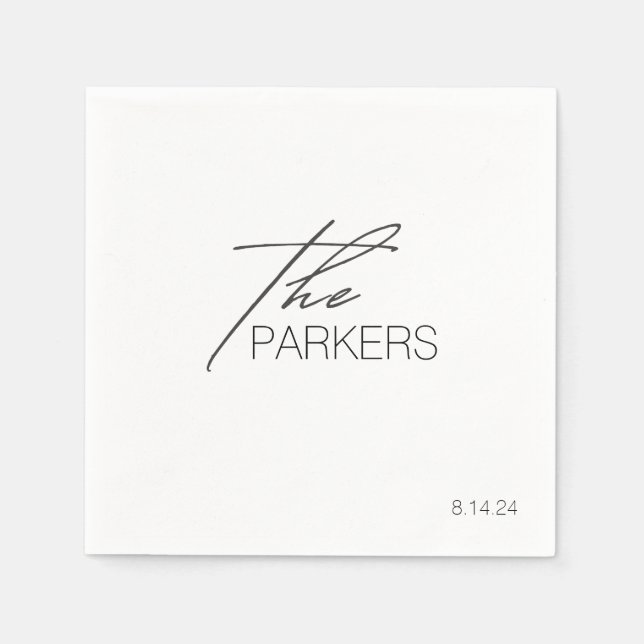 Guardanapo De Papel Simples Casamento Personalizado do Sobrenome Elega (Frente)