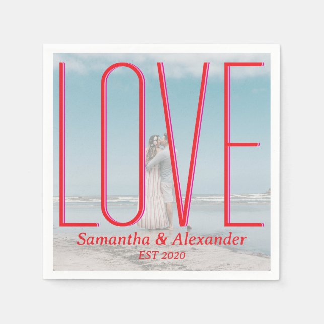 Guardanapo De Papel Simples Casamento Personalizado Foto Moderna de Ca (Frente)