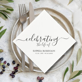 Guardanapo De Papel Simples Celebração Da Vida Escrita Elegante Funera