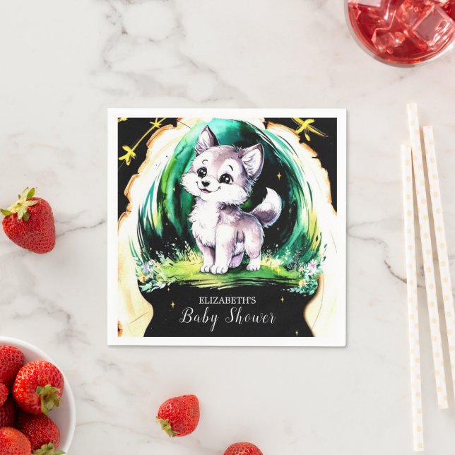 Guardanapo De Papel Simples Chá de fraldas de Lobo Pequeno (Insitu)