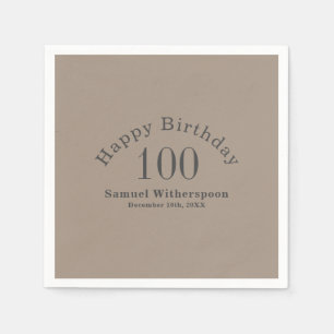 Guardanapo De Papel Simples Cinza de Tan e Carvão 100º Aniversário