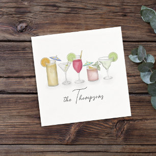 Guardanapo De Papel Simples Cocktail Bebidas Por Aquarela