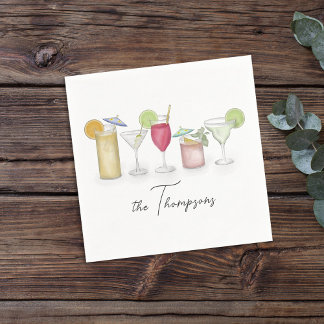 Guardanapo De Papel Simples Cocktail Bebidas Por Aquarela