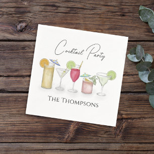 Guardanapo De Papel Simples Cocktail Bebidas Watercolor