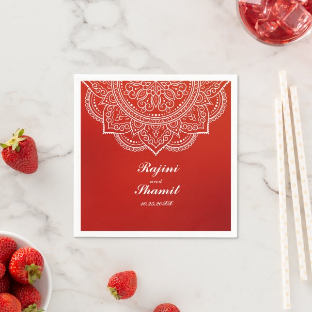 Guardanapo De Papel Simples Crimson e White Mandala Paisley (Insitu)