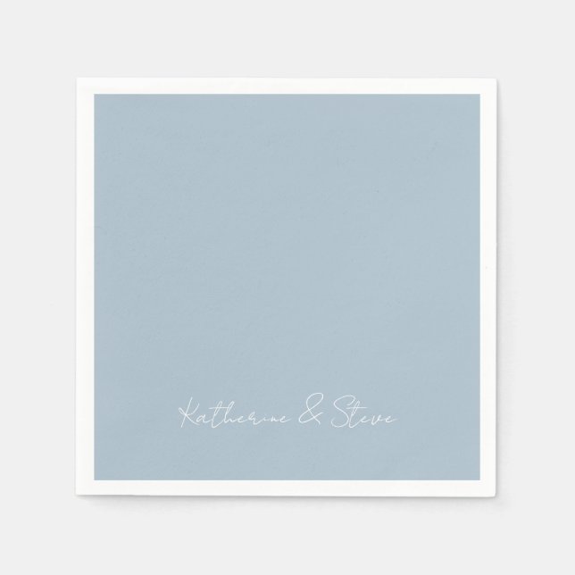 Guardanapo De Papel Simples Dusty Casal Nomes de Casamento Cocktail (Frente)