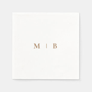 Guardanapo De Papel Simples e elegante Monograma Branco Coquetel Nápol
