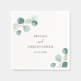 Guardanapo De Papel Simples Elegância Verde Rústico Casamento de Eucal