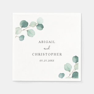 Guardanapo De Papel Simples Elegância Verde Rústico Casamento de Eucal