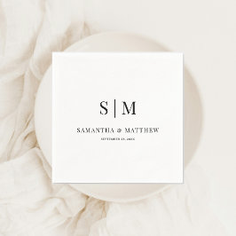 Guardanapo De Papel Simples Elegante Ampersand Casal Iniciais Casament