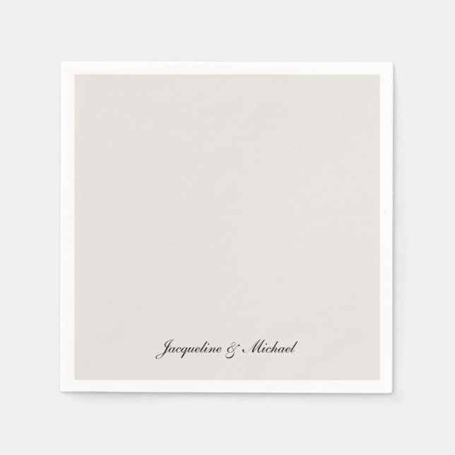 Guardanapo De Papel Simples Elegante Script Cream Wedding Cocktail (Frente)