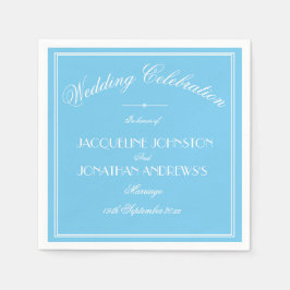 Guardanapo De Papel Simples Elegantes Azul Água e Branco Casamento de