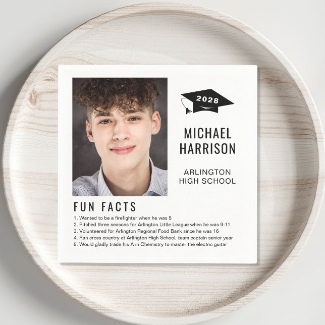 Guardanapo De Papel Simples Fatos Divertidos Graduação de Foto Napkins (Criador carregado)