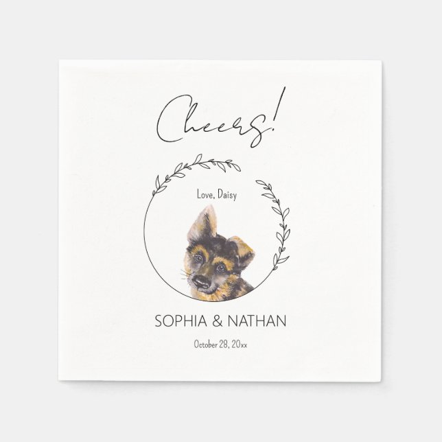 Guardanapo De Papel Simples German shepherd Casamento Cocktail Napkins (Frente)