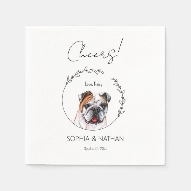 Guardanapo De Papel Simples Inglês Bulldog Dog Cocktail (Frente)