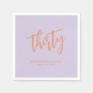 Guardanapo De Papel Simples Lilac e Retro Orange aniversário de 30 ano