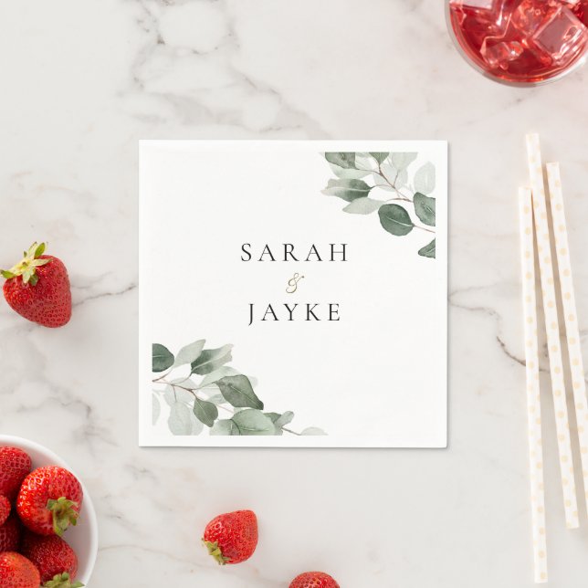 Guardanapo De Papel Simples Minimal Moderno Folha Verde Casamento (Insitu)