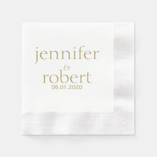 Guardanapo De Papel Simples Moderno Dourado Casamento Metálico Napkin