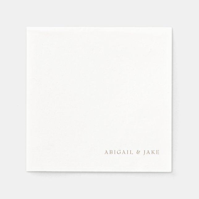Guardanapo De Papel Simples Moderno Nomes de Texto Dourado Casamento N (Frente)