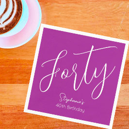 Guardanapo De Papel Simples moderno Script - aniversário de 40 anos Ro