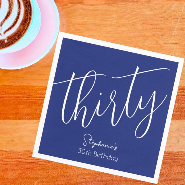 Guardanapo De Papel Simples moderno Script Marinho Blue aniversário de (Criador carregado)