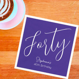 Guardanapo De Papel Simples moderno Script Purple aniversário de 40 an