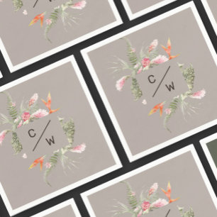 Guardanapo De Papel Simples Monograma Floral Taup