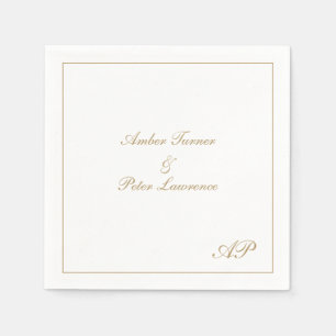Guardanapo De Papel Simples Monograma Simples Casamento Dourado Formal