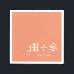 Guardanapo De Papel Simples Monogramas Laranja de Casamento Elegante<br><div class="desc">Simples e elegante guardanapos de papel monograma com fundo cor de laranja sólido e os monogramas casais em branco com data de casamento abaixo. Personalize com suas iniciais personalizadas de monograma.Você pode personalizar a cor, o tamanho e a fonte do texto usando o botão personalizar o recurso abaixo do produto....</div>