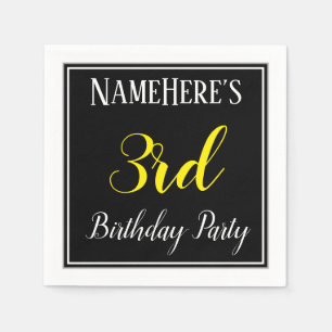 Guardanapo De Papel Simples, partido de aniversário de 3 anos com nom