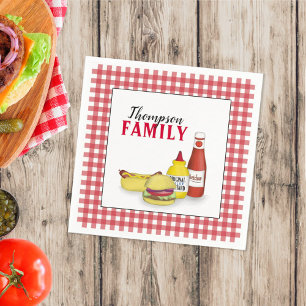 Guardanapo De Papel Simples Picnic Watercolor Hamburger Hotdog Cute