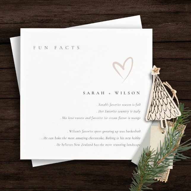 Guardanapo De Papel Simples Script Blush Heart Wedding Facts (Criador carregado)